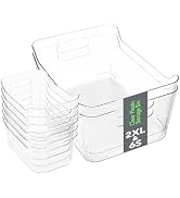 Tiawudi Set of 8 Clear Plastic Storage Bins, 2 Extra Large and 6 Small Storage Containers for Pan...