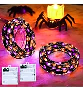cshare Orange and Purple Fairy Lights Battry Operated with Timer, Halloween String Lights for Out...