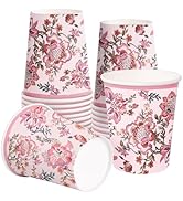 RUSPEPA Pink Flower 12oz Disposable Paper Coffee Cups - 20 Pack, Thickened Paper Style for Hot Be...