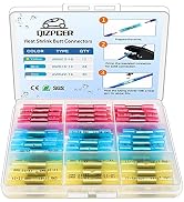 66 Pcs Heat Shrink Butt Connectors Kit, Insulated Waterproof Electrical Marine Automotive Wire Cr...