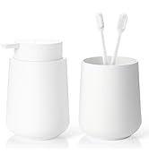 zuxzmj Matte White Bathroom Accessories Set Plastic Hand Soap Dispenser and Toothbrush Holders 2 ...