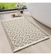 QiCaiJia Waffle Bath Mat, Boho Bathroom Rugs Extra Soft and Absorbent Non Slip Washable Bath Rug,...