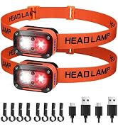 DARKBEAM LED Headlamp High Lumens USB Rechargeable White & Red Dual Light Headlight for Hardhat w...