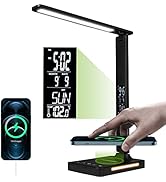 Poukaran Desk Lamp, LED Desk Lamp with Wireless Charger, USB Charging Port, Table Lamp with Night...
