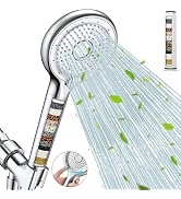 FEELSO Filtered Shower Head with Handheld, High Pressure 6 Spray Mode Showerhead with Filter, 15 ...