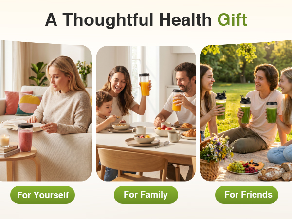 thoughtful health gift idea for friends and family, Smoothie Blender Set for Home, Work, Outdoors