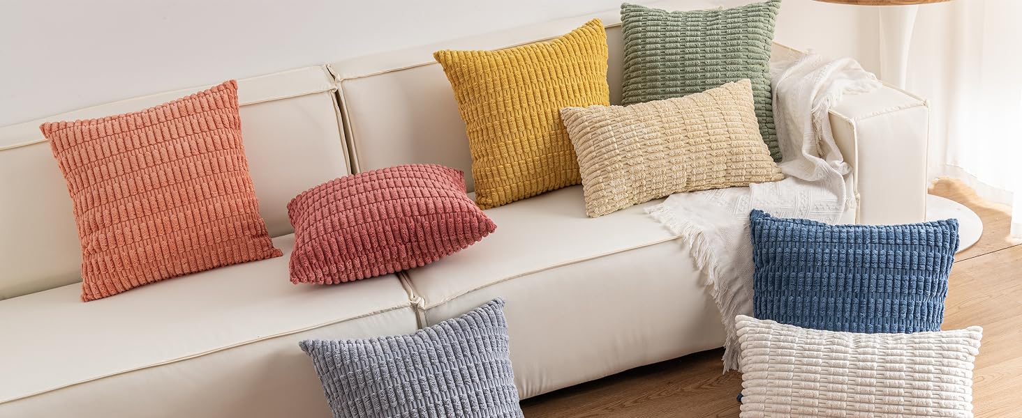 Throw Pillow Covers 18x18 Inch Soft Sage Green Spring Chenille Pillow Covers for Sofa Living Room