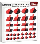 Navona Double Sided Adhesive Mounting Tape,32 Pack Pre Cut Tape,Square Rectangle & Round Shapes W...