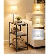 OUTONLIFE Floor Lamp with Side Table & Charging Station, End Table with 3 Color Temperatures & 6W...