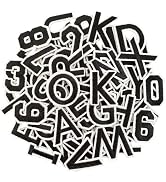 72 Pcs Iron On Letters & Numbers Patches for Tote Bags Hats Clothing Black | Embroidered Letter P...