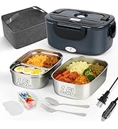 Electric Lunch Box for Adults - 1.5L Single/Double Layer Stainless Steel Food Warmer - 80W Fast P...