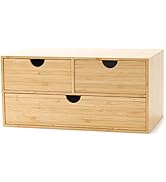 Wisuce 100% Original Bamboo Desk Organizer - Mini Bamboo Desk Drawer Tabletop Storage Organizatio...