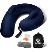 Patented Design Inflatable Travel Neck Pillow – Airplane Neck Pillow with 360° Head & Neck Suppor...