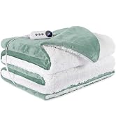STHYTON Electric Heated Blanket Throw 50"x60" - Soft Cozy Flannel & Sherpa Fabric Dual-Sided, 9 H...