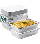 NEEBAKE 50 Pack 8x6 Disposable Aluminum Pans with Lids Aluminum-Foil-Pans-Tin-Foil-Baking-Pans-Ti...