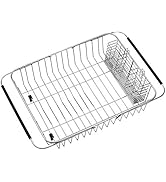 SANNO Dish Drying Rack with Stainless Steel Utensil Holder Large Dish Rack Drainer Drain Expandab...