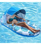 COOLCOOLDEE Pool Lounge Float with Canopy UPF50+,Extra Large Pool Floats for Adults Heavy Duty,In...