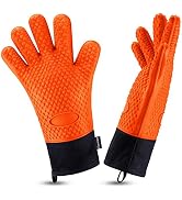 Comsmart BBQ Gloves, Heat Resistant Silicone Grilling Gloves, Long Waterproof BBQ Kitchen Oven Mi...