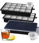 Silicone Ice Cube Trays,15 Square Ice Cube Tray with Lid,3 Pack Ice Cube Molds Set,Ice Molds Sili...