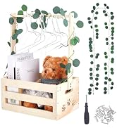 HOBBIESAY Wooden Baby Shower Crate Closet Baby Basket with Handle Mini Storage Crate Hamper with ...