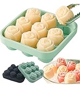 Ice Cube Tray Silicone 3D Rose Ice Mold, Ice Cube Molds for Freezer with Lid and Funnel, Easy Rel...