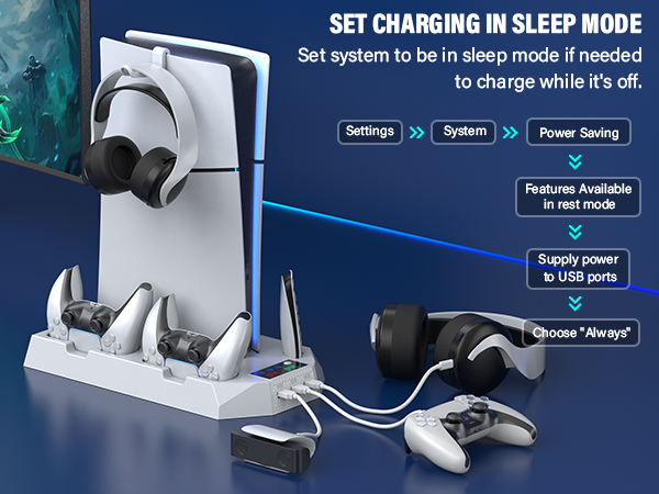 ps5 slim cooing station with controller charger