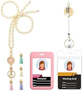 Women Lanyard with id Badge Holder,Silicone Wooden Beaded Lanyard for ID Badges Keys,Cute Breakaw...