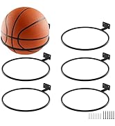 ASZUNE 6Pack Mounted Ball Wall Storage Display Universal Ball Rack Metal Black Rack Holder Space ...
