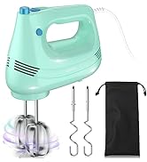 GUALIU Electric Hand Mixer with Stainless Steel Whisk, Dough Hook Attachment and Storage Bag, Han...