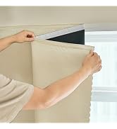AJAZZ 100% Blackout Self Adhesive Curtains Small Window Short Temporary Black Out Curtains Easy t...