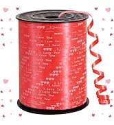 BEISHIDA Valentine Ribbon, Red Curling Ribbon, Balloon String Printed I Love You 500 Yards for Gi...
