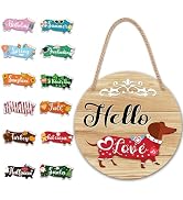 Interchangeable Welcome Door Sign, Holiday Decor For Front Door With 13 Changeable Seasonal Icons...