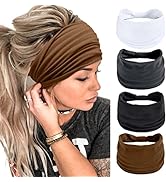 Wide Headbands for Women Black Stylish Head Wraps Boho Thick Hairbands Large African Sport Yoga T...