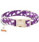 Faygarsle Halloween Dog Collar with Charm, Purple with Ghost Pattern, Adjustable Pet Collar for S...