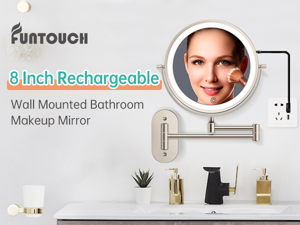 Rechargeable Wall Mounted Bathroom Makeup Mirror