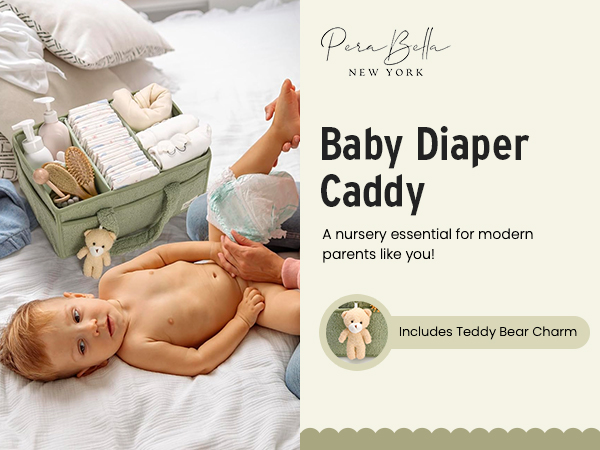 PeraBella Baby Diaper Caddy Organizer for Changing Table, Baby Storage Basket for Diapers