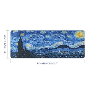Van Gogh Starry Night Extended Large Gaming Mouse Pad,31.4"x11.8"Non-Slip Rubber Base Large Mousepad