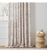 GIGIZAZA Linen Blend Living Room Curtains 96 Inch 2 Panels, Floral Purple Pattern Semi Sheer Curt...