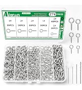 Aienxn 274PCS Silver Eye Screws Assortment - 0.53", 0.74", 0.79", 1", 1.07", 1.08", Nickel Plated...