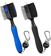 THIODOON 2 Pack Golf Club Cleaner Brush with Retractable Spike 2FT Extension Cord and Carabiner L...