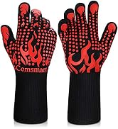 Comsmart BBQ Gloves, 1472 Degree F Heat Resistant Grilling Gloves Silicone Non-Slip Oven Gloves L...