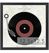JCJMY Wood Vinyl Record Frame for the Wall, Display 12.5x12.5 Album Cover and 12x12 LP Vinyl Reco...