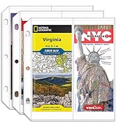 Folded Map Sleeves, Map Protector, Envelopes Page for 3-Ring Binders, Brochure Holder with 4.5" x...