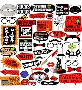 Halloween Photo Booth Props Kit - Pack of 45, Halloween Decorations | Happy Halloween Props for H...