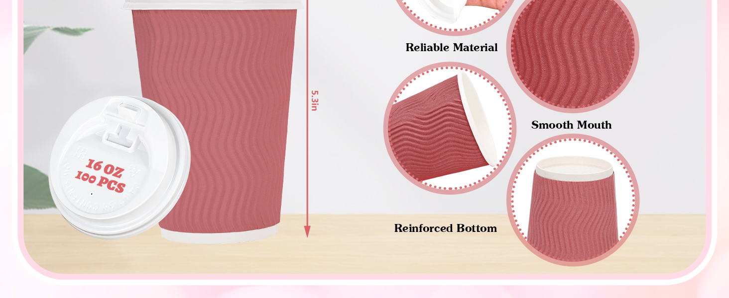 4 Gradient Pink Colors Paper Cups