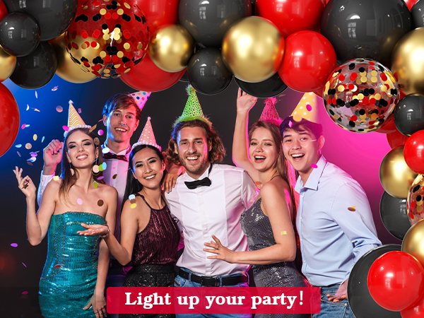 12inch black red gold balloons
