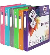 6 Pack 1Inch Round 3 Ring Binder View Binders with 2 Pockets,Holds 225 Sheets Assorted Colors for...