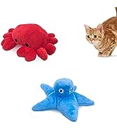 Andiker Cat Catnip Toys, 2Pcs Soft Crab&Starfish Cat Plush Toy Cat Toys for Indoor Cats Cute Catn...