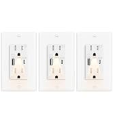 Night Light Outlet,Grenncycle 3PK 15A High Speed Wall Outlet Cover with Nightlight Built in,4.8A ...