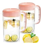 Jucoan 2 Pack 1 Gallon /4L Large Plastic Straining Pitcher, Clear Water Carafe Jug Juice Mixing P...